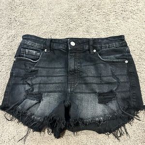 NWT- Eunina: Black Distressed Jean Shorts